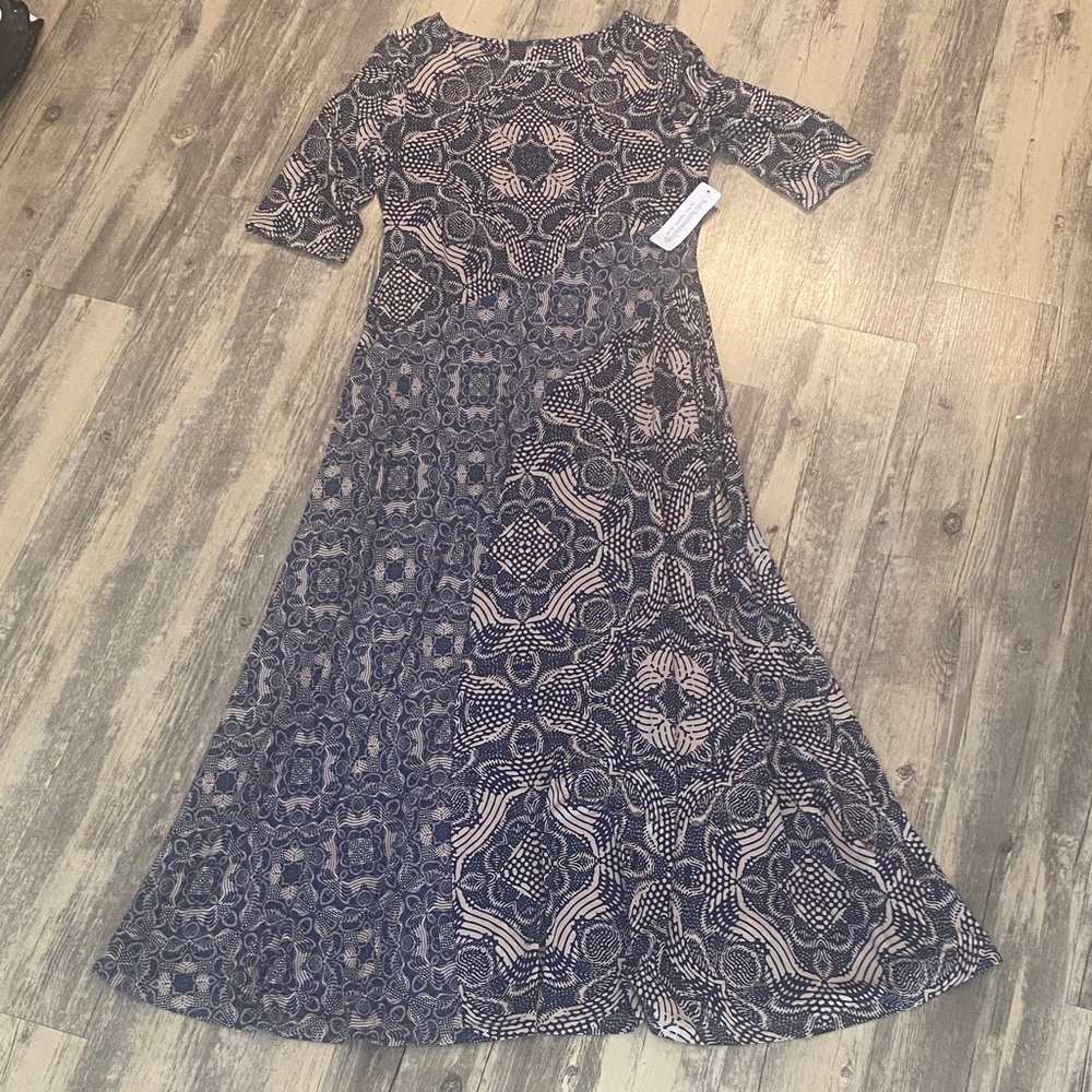 NWT Soft Surroundings Juliette Tile Blue White Maxi Long Jersey Dress Sz Medium